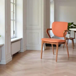 Chaises En Bois|Chaises Contemporaines| Chaise en cuir terracotta, accoudoirs bois brun ALDER