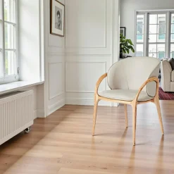 Meubles De Cuisine·Chaises|Chaises En Bois| Chaise en cuir terracotta dos rond accoudoirs bois noir ALDER