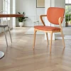 Chaises En Bois|Chaises Contemporaines| Chaise en cuir terracotta, accoudoirs bois clair ALDER