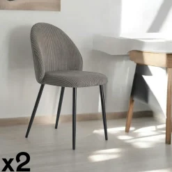 Meubles De Cuisine·Chaises|Chaises Capitonnées|IENA Chaise en tissu côtelé moutarde (lot de 2)