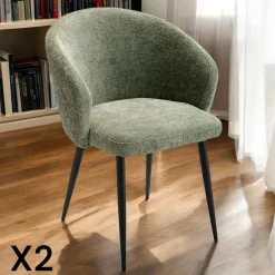 Meubles De Cuisine·Chaises|Chaises Capitonnées|IENA Chaise en tissu côtelé rouille (lot de 2)