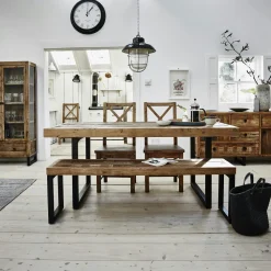 Univers Déco·Maison De Campagne|Meubles De Cuisine·Chaises|BRISBANE Chaise en tissu et bois recyclé (lot de 2)