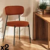 Chaises Capitonnées|Chaises Contemporaines|IENA Chaise en tissu résille matelassée terracotta (lot de 2)