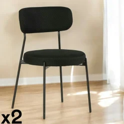 Chaises Capitonnées|Chaises Contemporaines|IENA Chaise en tissu résille matelassée bleu (lot de 2)