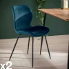 Univers Déco·Design Contemporain|Chaises Capitonnées|Melbourne Chaise en velours bleu (lot de 2)