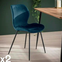 Univers Déco·Design Contemporain|Chaises Capitonnées|Melbourne Chaise en velours bleu (lot de 2)