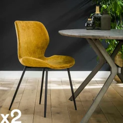 Univers Déco·Design Contemporain|Chaises Capitonnées|Melbourne Chaise en velours bleu (lot de 2)