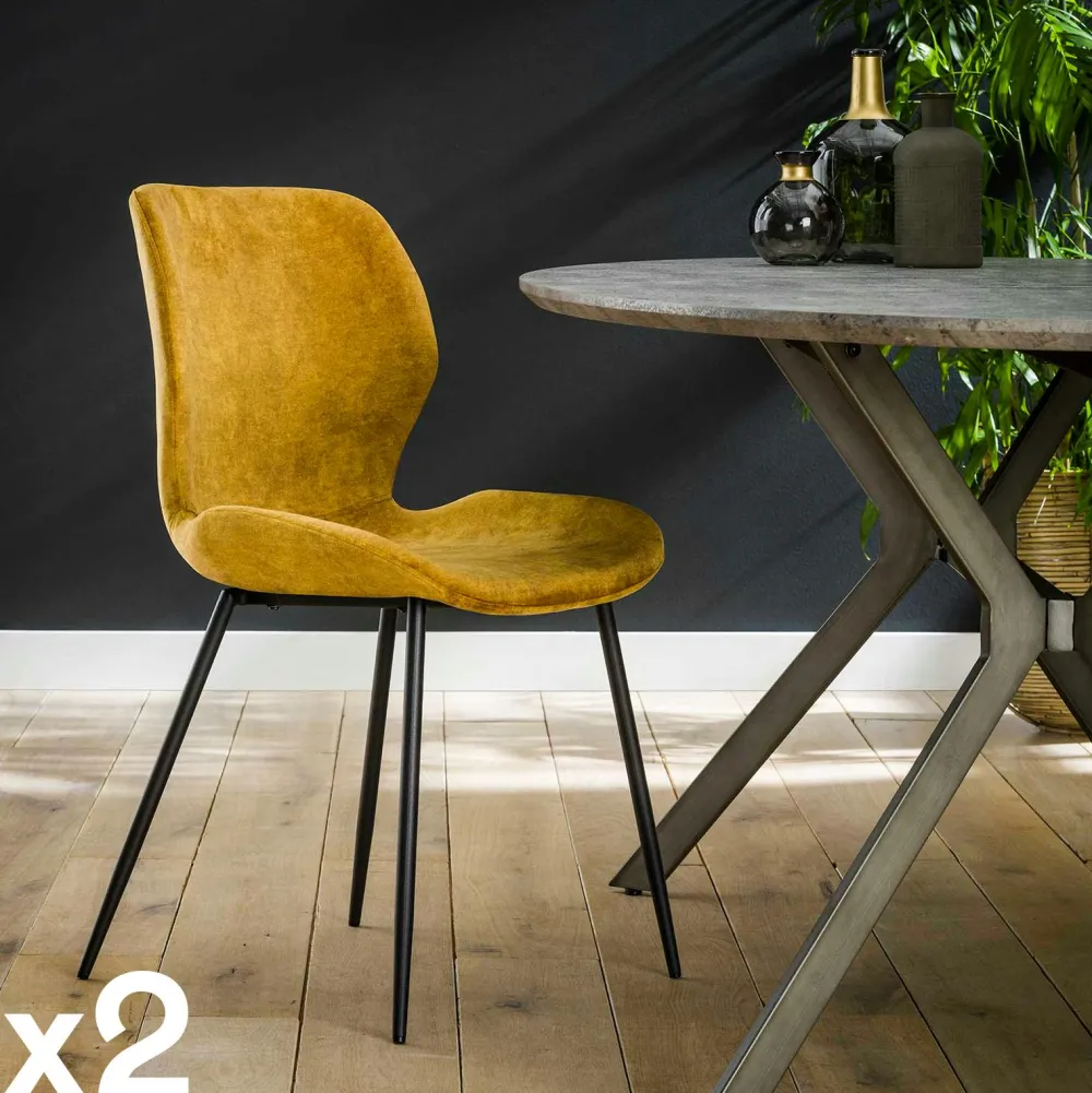 Univers Déco·Design Contemporain|Chaises Capitonnées|Melbourne Chaise en velours bleu (lot de 2)