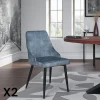 Univers Déco·Classique Chic|Chaises Scandinaves|MALMOE Chaise en velours bleu pétrole (lot de 2)