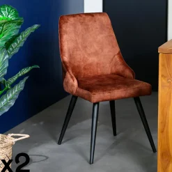 Univers Déco·Classique Chic|Chaises Scandinaves|MALMOE Chaise en velours bleu pétrole (lot de 2)