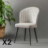 Chaises Capitonnées|Chaises Contemporaines|ROSARIO Chaise en velours écru - dossier enveloppant (Lot de 2)