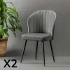 Chaises Capitonnées|Chaises Contemporaines|ROSARIO Chaise en velours gris - dossier enveloppant (Lot de 2)
