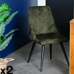 Chaises Scandinaves|Chaises Capitonnées|MALMOE Chaise en velours gris anthracite (lot de 2)
