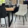 Meubles De Cuisine·Chaises|Chaises Velours|PALERME Chaise en velours gris clair motif damier (lot de 2)