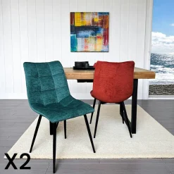 Meubles De Cuisine·Chaises|Chaises Velours|PALERME Chaise en velours gris clair motif damier (lot de 2)