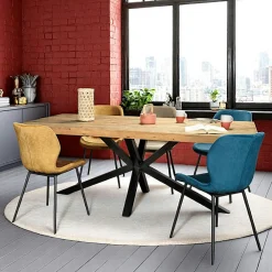 Meubles De Cuisine·Chaises|Chaises Velours|Melbourne Chaise en velours jaune style moderne (lot de 2)