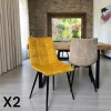 Meubles De Cuisine·Chaises|Chaises Velours|PALERME Chaise en velours moutarde motif damier (lot de 2)