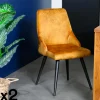 Chaises Scandinaves|Chaises Capitonnées|MALMOE Chaise en velours ocre (lot de 2)