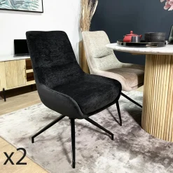 Chaises Scandinaves|Chaises Capitonnées|MALMOE Chaise en velours ocre (lot de 2)