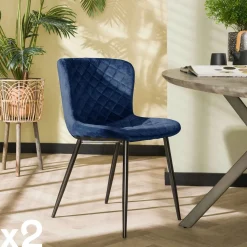 Meubles De Cuisine·Chaises|Chaises Velours|Melbourne Chaise en velours piqué moutarde (lot de 2)