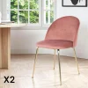 Chaises Velours|Meubles De Cuisine·Chaises|MONTREUX Chaise en velours rose à dossier rond (lot de 2)