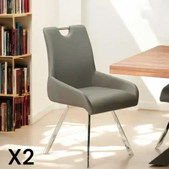 Univers Déco·Design Contemporain|Chaises Contemporaines|Helsinki Chaise fauteuil anthracite avec poignée (lot de 2)