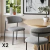 Meubles De Cuisine·Chaises|MONTREUX Chaise gris clair en bouclette avec dossier arrondi (lot de 2)