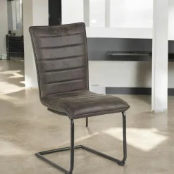 Chaises Industrielles|Chaises Contemporaines| Chaise grise en tissu microfibre