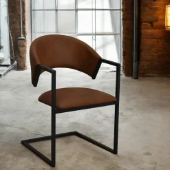 Chaises Avec Accoudoirs|Chaises Industrielles| Chaise industrielle confort avec assise en microfibre chocolat