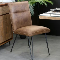 Chaises Capitonnées|Chaises Industrielles| Chaise marron capitonnée salle à manger