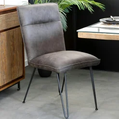 Chaises Capitonnées|Chaises Industrielles| Chaise marron capitonnée salle à manger