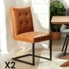 Chaises Vintage|Chaises Capitonnées|OKA Chaise moderne camel (lot de 2)