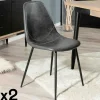 Chaises Scandinaves|Chaises Capitonnées| Chaise noire à couture apparente (lot de 2) TIM