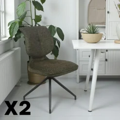 Meubles De Cuisine·Chaises|Chaises Contemporaines|LIGURIE Chaise pivotante anthracite dossier double (lot de 2)