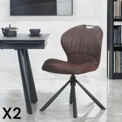 Chaises Contemporaines|Meubles De Cuisine·Chaises|LOMBARDIE Chaise pivotante anthracite avec dossier courbe, (lot de 2)