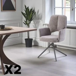 Chaises Contemporaines|Meubles De Cuisine·Chaises|LIGURIE Chaise pivotante anthracite double coussinage (lot de 2)