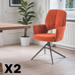 Chaises Contemporaines|Meubles De Cuisine·Chaises|LIGURIE Chaise pivotante anthracite double coussinage (lot de 2)