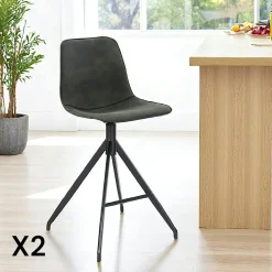 Meubles De Cuisine·Chaises|Chaises Avec Accoudoirs|LOMBARDIE Chaise pivotante beige bi-matière, dossier en T (lot de 2)