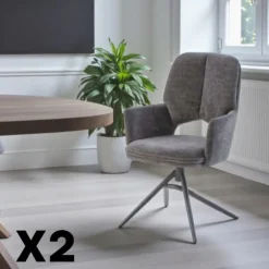 Chaises Contemporaines|Meubles De Cuisine·Chaises|LIGURIE Chaise pivotante beige double coussinage (lot de 2)