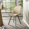 Meubles De Cuisine·Chaises|Chaises Capitonnées|ASCOLI Chaise pivotante beige sable dossier ouvert (lot de 2)