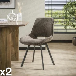 Meubles De Cuisine·Chaises|Chaises Capitonnées|ASCOLI Chaise pivotante beige sable dossier ouvert (lot de 2)