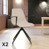 Meubles De Cuisine·Chaises|AMSTERDAM Chaise pivotante beige sable avec accoudoirs et motif couture (lot de 2)