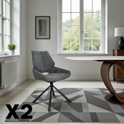 Meubles De Cuisine·Chaises|Chaises Contemporaines|LIGURIE Chaise pivotante bleue assise baquet (lot de 2)