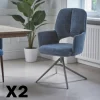 Meubles De Cuisine·Chaises|Chaises Contemporaines|LIGURIE Chaise pivotante bleue double coussinage (lot de 2)