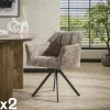 Fauteuils En Tissu|Melbourne Chaise pivotante de salle à manger en velours texturé beige nacré (lot de 2)