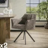 Fauteuils En Tissu|Melbourne Chaise pivotante de salle à manger en velours texturé taupe (lot de 2)