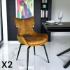 Meubles De Cuisine·Chaises|Chaises Velours|LOMBARDIE Chaise pivotante dorée bi-matière, dossier en T (lot de 2)