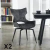 Meubles De Cuisine·Chaises|Chaises Avec Accoudoirs|LOMBARDIE Chaise pivotante gris anthracite bi-matière, dossier en T (lot de 2)