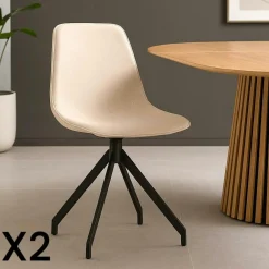 Meubles De Cuisine·Chaises|AMSTERDAM Chaise pivotante marron avec accoudoirs et motif couture (lot de 2)