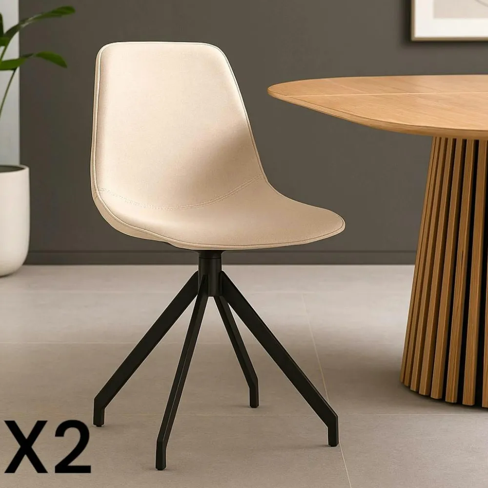 Meubles De Cuisine·Chaises|AMSTERDAM Chaise pivotante marron avec accoudoirs et motif couture (lot de 2)